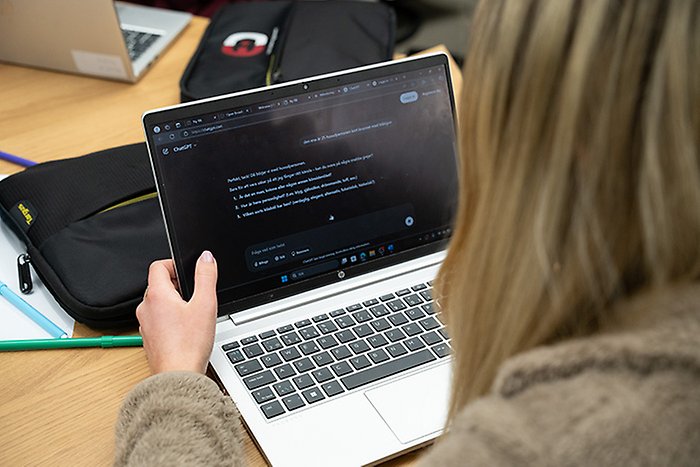 Elev bakifrån vid sin dator